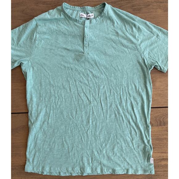 Zara Boys' Green Henley Shirt Size 13-14 - Picture 1 of 5